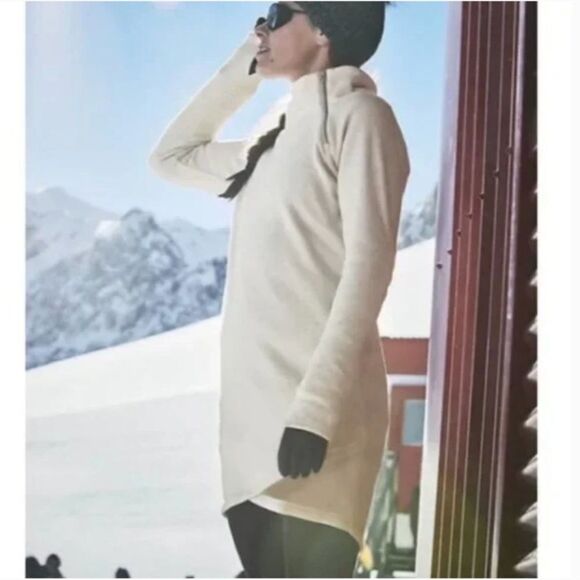 Athleta Cozy Karma Asym Pullover Sweatshirt Dress Cream XXS - Picture 3 of 9